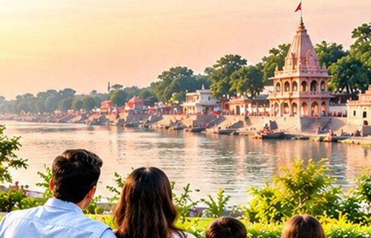 Riverside lawns beside the Ganga