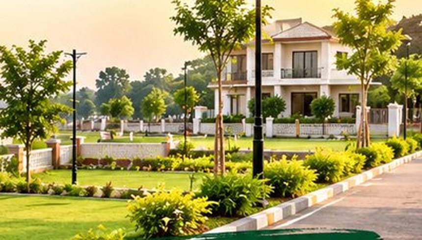 Landscaped park and green open space